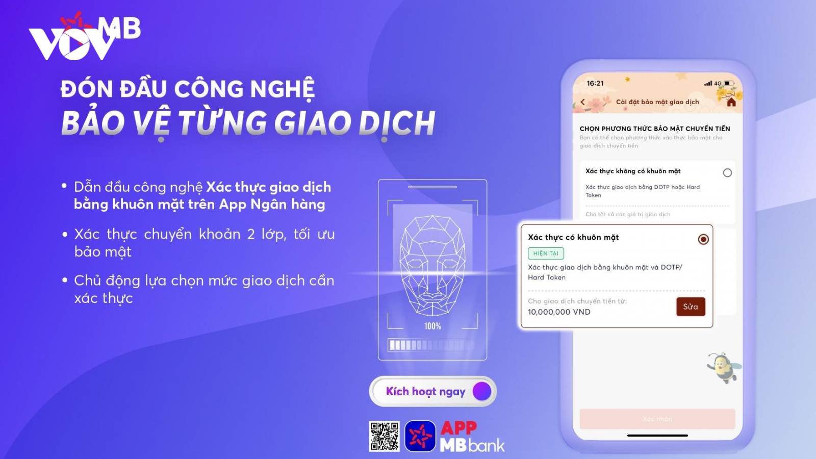 App MBBank: Xác thực khuôn mặt, an tâm chuyển tiền