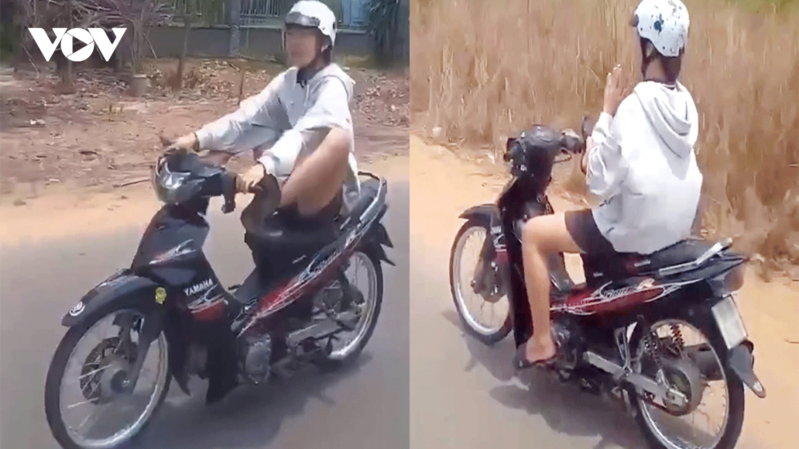 Lái xe máy bằng chân, nam thiếu niên ở Bình Phước lãnh phạt