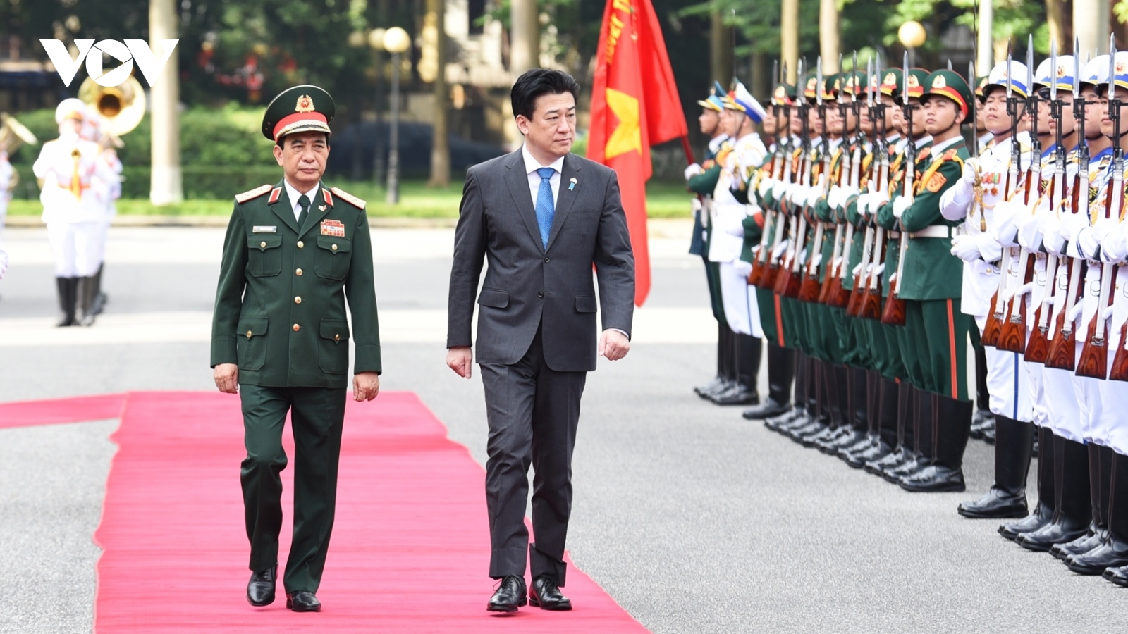 Đại tướng Phan Văn Giang chủ trì lễ đón Bộ trưởng Bộ Quốc phòng Nhật Bản
