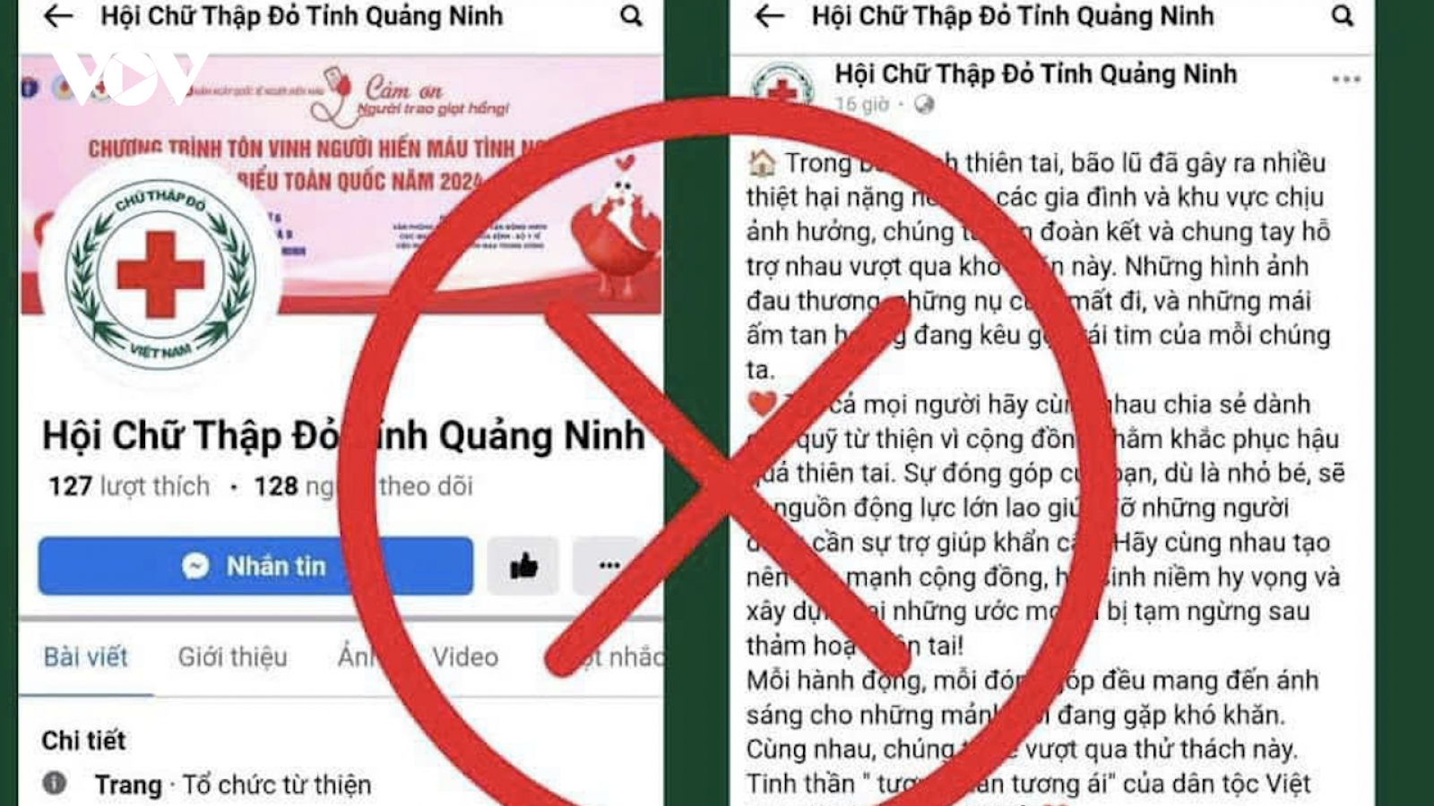 Cảnh báo fanpage mạo danh Hội Chữ thập đỏ Quảng Ninh lừa đảo kêu gọi quyên góp