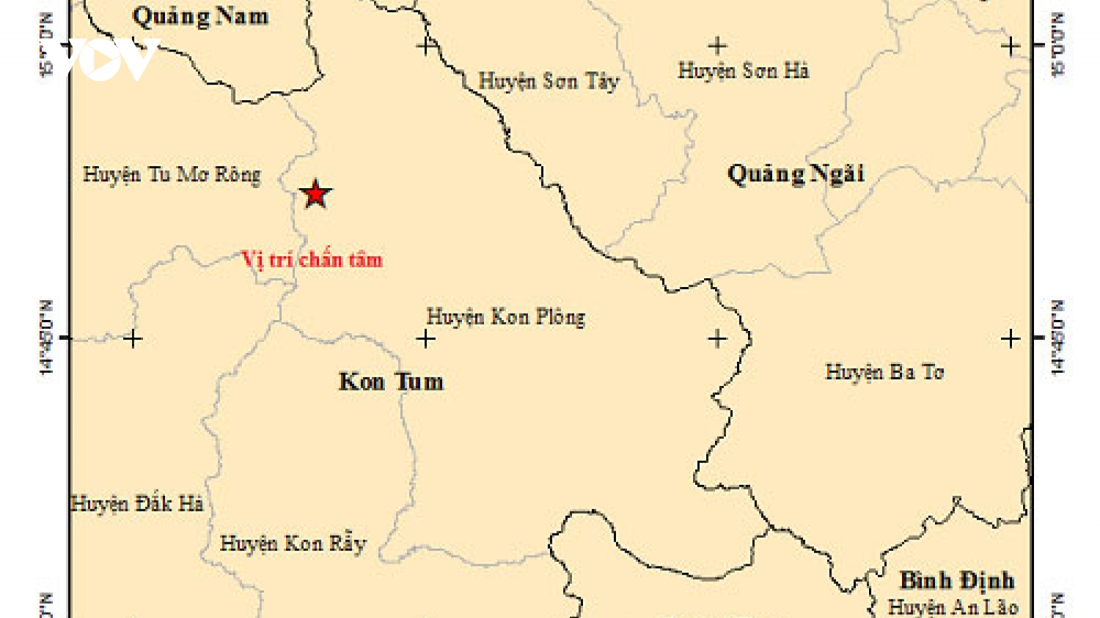 Kon Tum và Quảng Nam xảy ra động đất