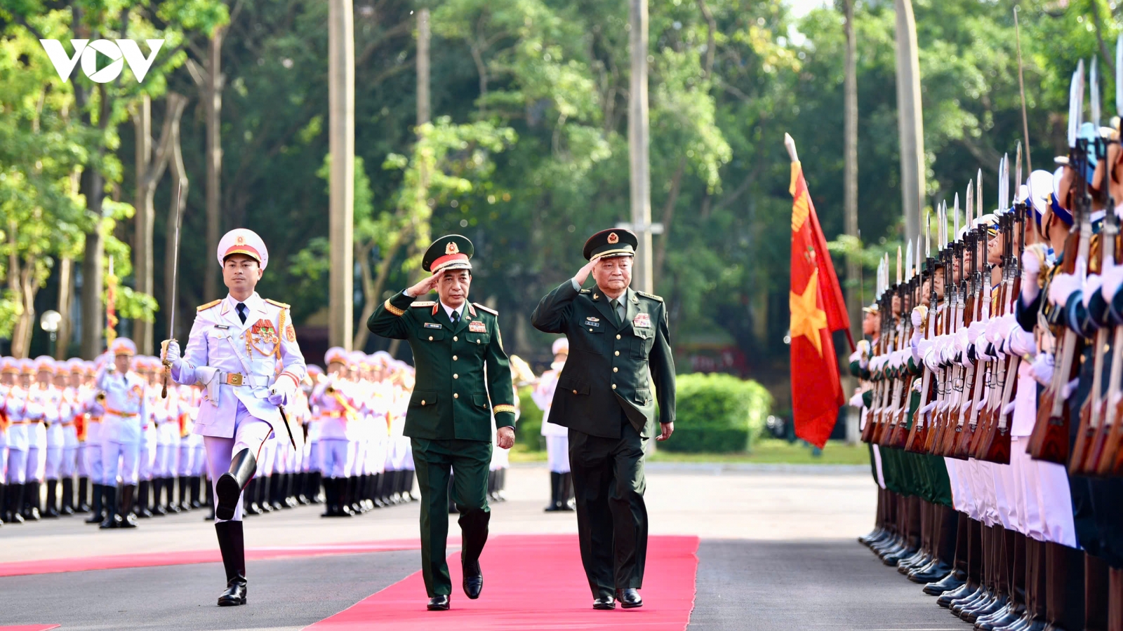 Đại tướng Phan Văn Giang chủ trì lễ đón Phó Chủ tịch Quân ủy Trung ương Trung Quốc