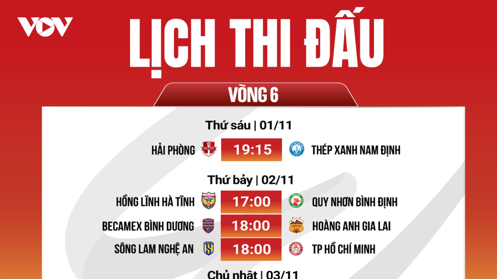 Lịch trực tiếp V-League 2024/2025 hôm nay 1/11: Hải Phòng đấu Nam Định