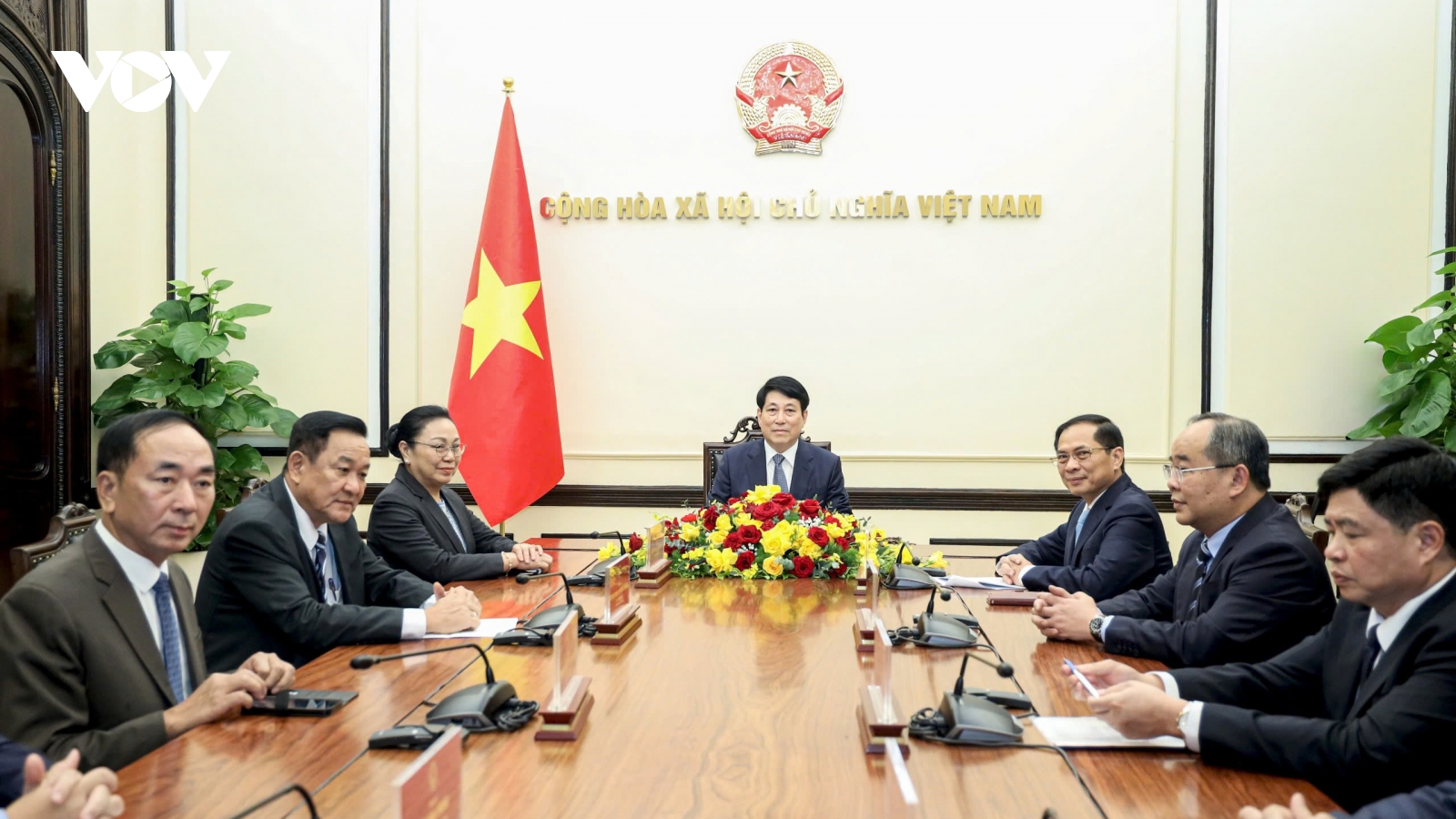 Chủ tịch nước Lương Cường hội đàm trực tuyến với Tổng Bí thư, Chủ tịch nước Lào