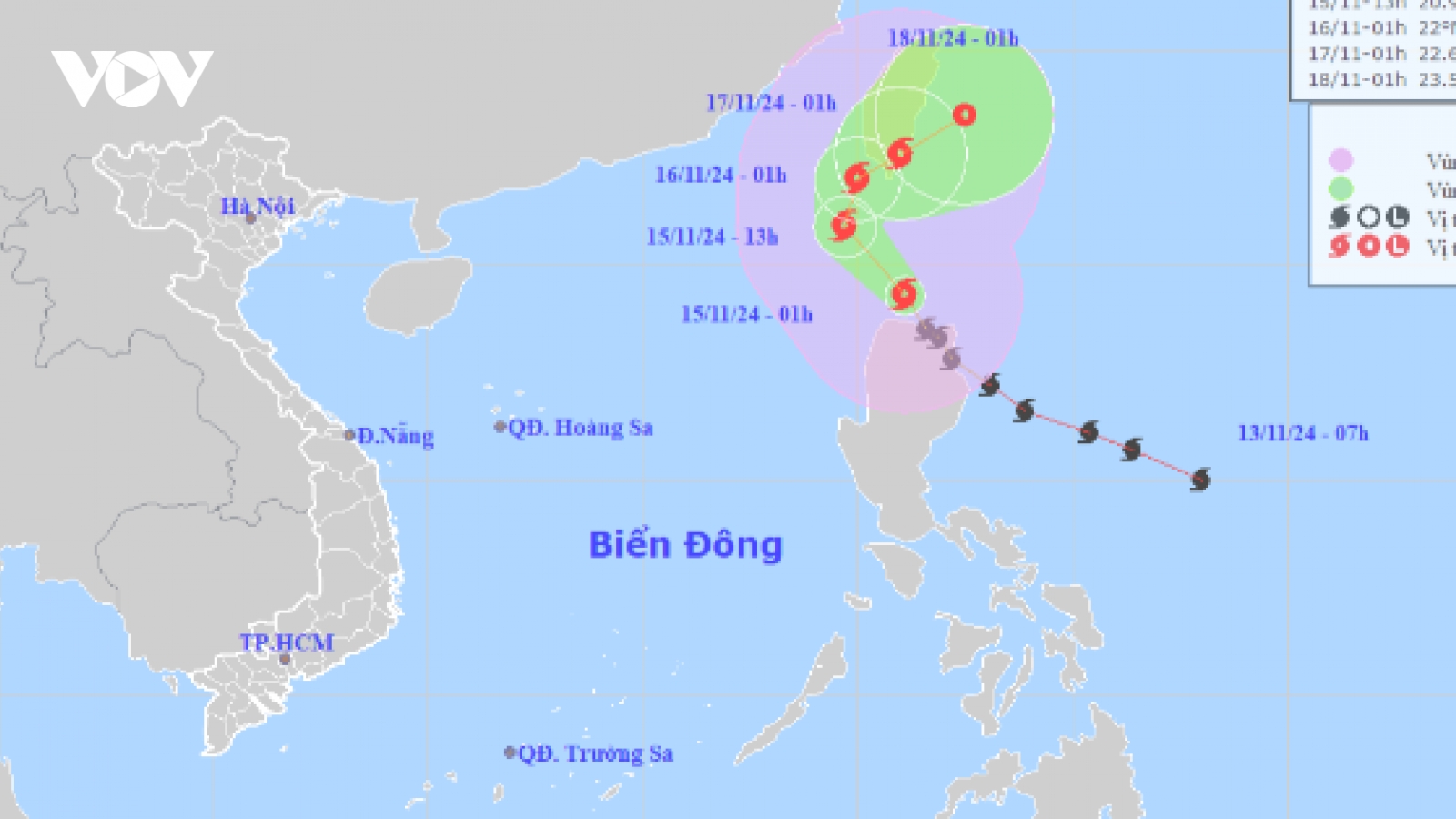 Bão Usagi mạnh cấp 12, giật cấp 15 di chuyển theo hướng Tây Bắc