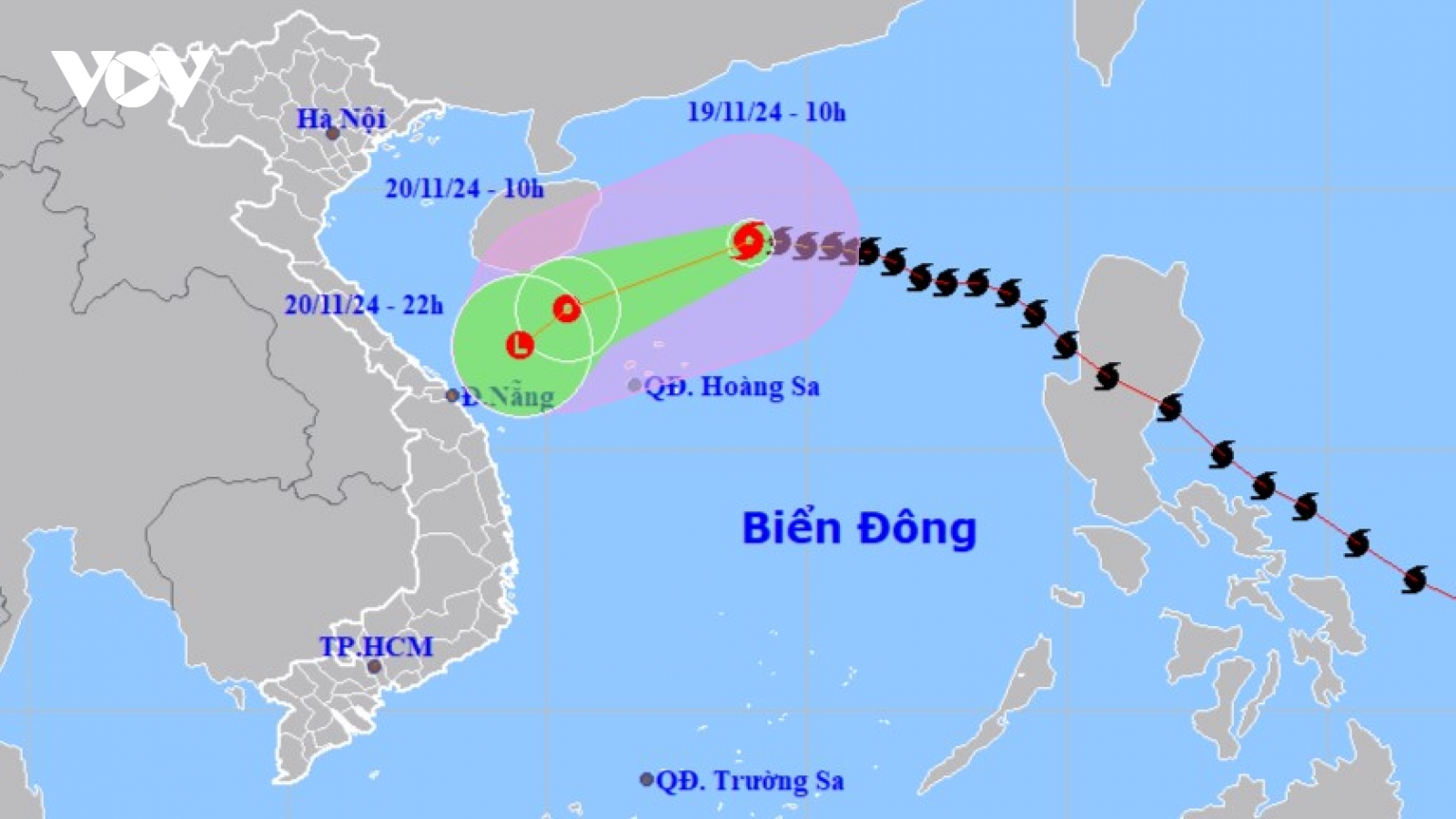 Bão số 9 sẽ tiếp tục suy yếu, cách quần đảo Hoàng Sa 300km