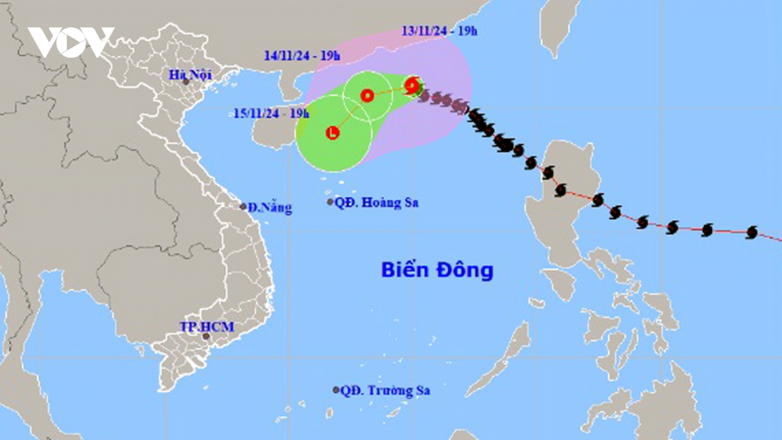 Bão số 8 đang ở Bắc Biển Đông, di chuyển theo hướng Tây Tây Bắc