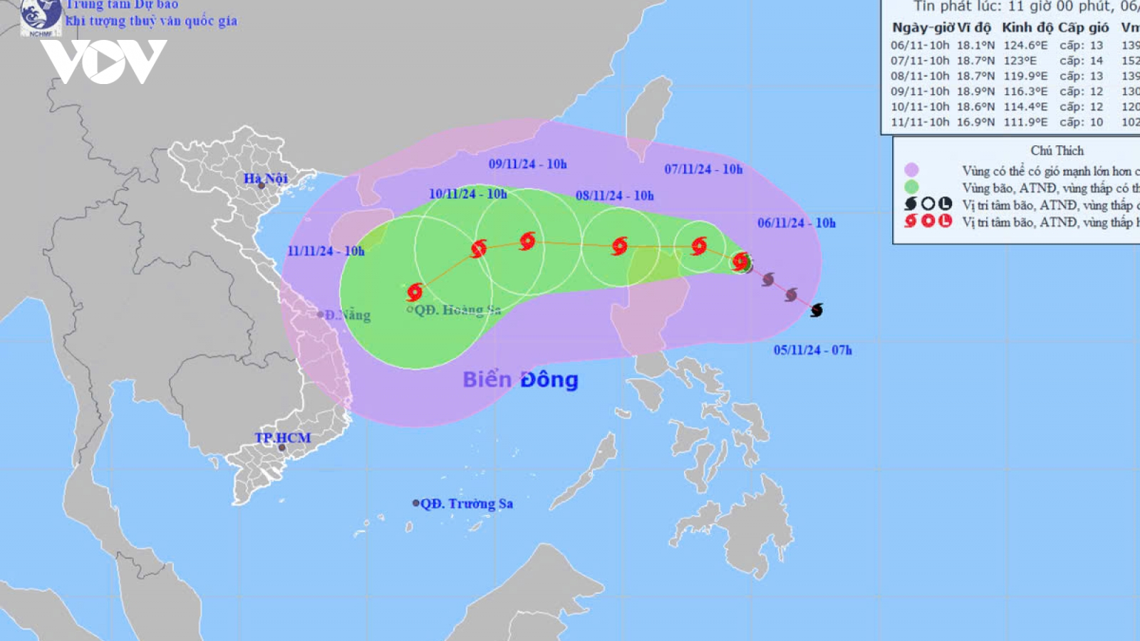 Quảng Ninh đến Bình Thuận ứng phó với bão YINXING gần Biển Đông