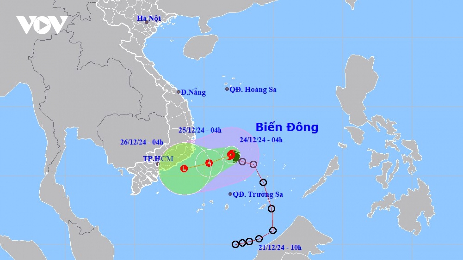 Bão số 10 giật cấp 10 di chuyển theo hướng Tây với tốc độ 5-10 km/h