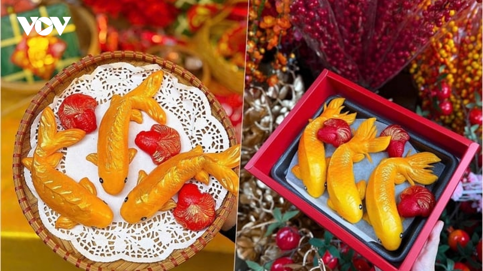 Đủ loại thực phẩm hình cá chép, giá rẻ cúng ông Công, ông Táo