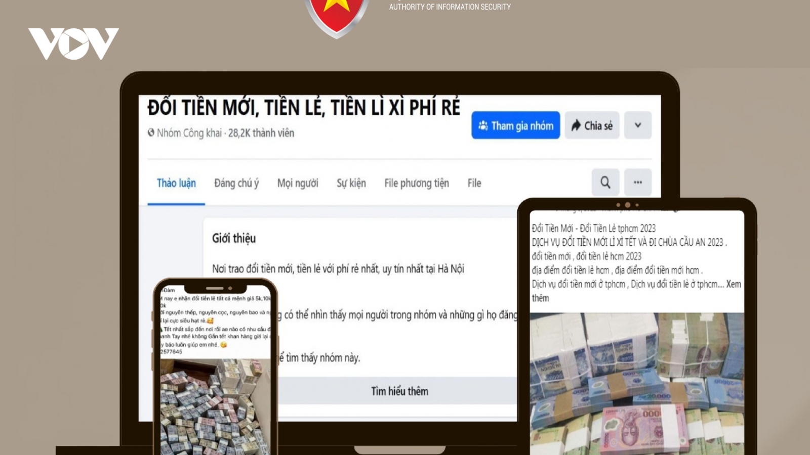 Nguy cơ bị lừa đảo trực tuyến với dịch vụ đổi tiền dịp Tết qua mạng xã hội