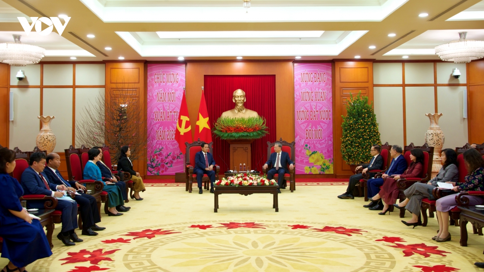 Tổng Bí thư Tô Lâm tiếp đoàn đại biểu cấp cao Đảng Nhân dân Campuchia