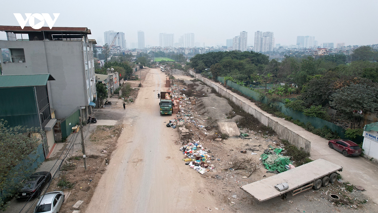 Cận cảnh tuyến đường ô nhiễm ở Hoàng Mai được chỉ đạo rà soát tái ký hợp đồng BT