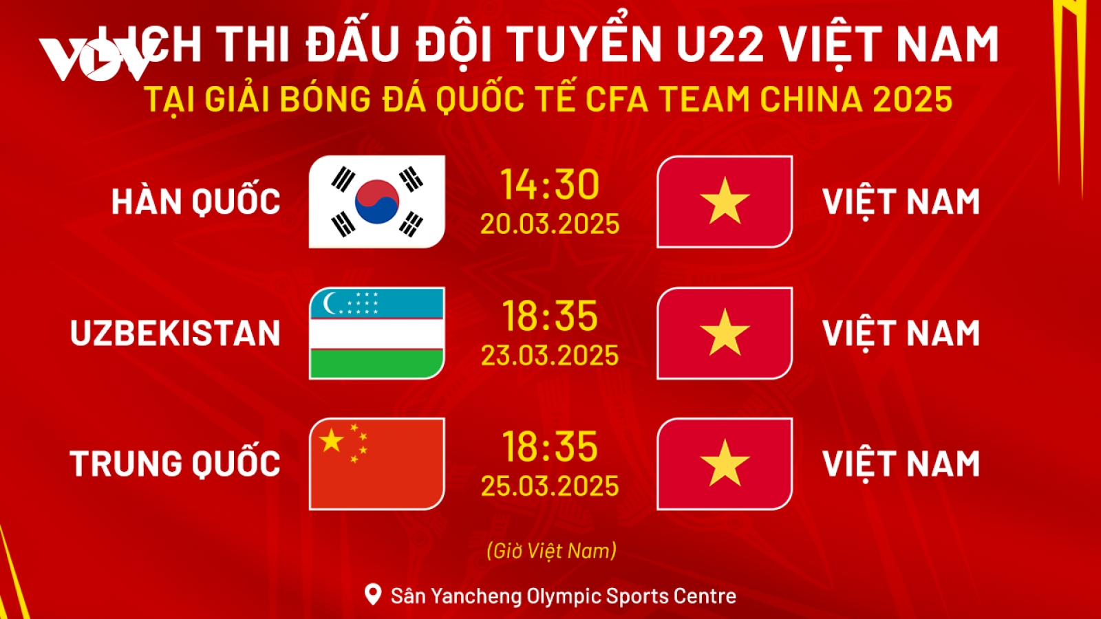 Lịch thi đấu ĐT U22 Việt Nam tại giải bóng đá quốc tế 2025