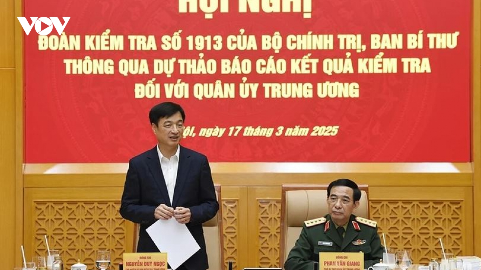 Thông qua Dự thảo Báo cáo kết quả kiểm tra đối với Quân ủy Trung ương