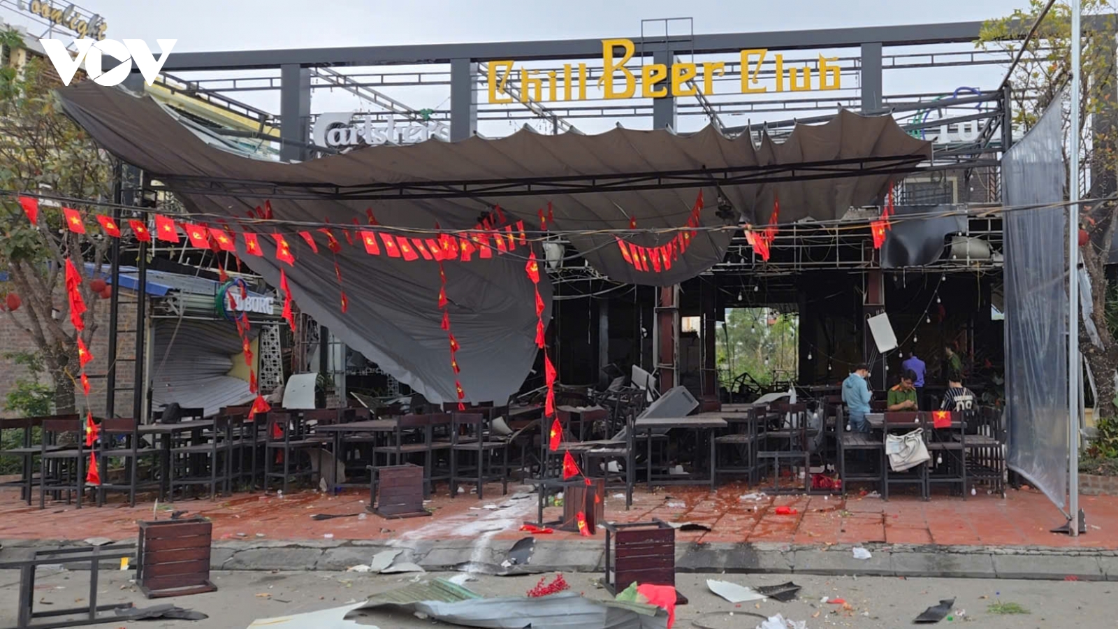 Nổ ống dẫn khí gas tại quán Chill Beer Club, thành phố Cẩm Phả, Quảng Ninh