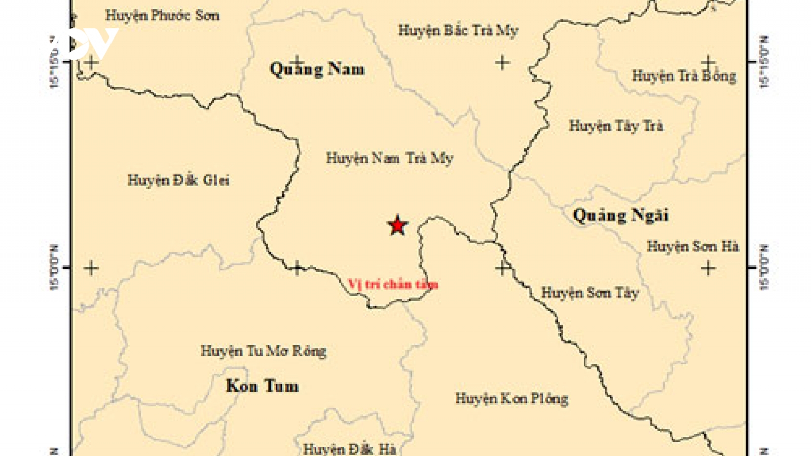 Xảy ra 5 trận động đất tại Quảng Nam và Kon Tum