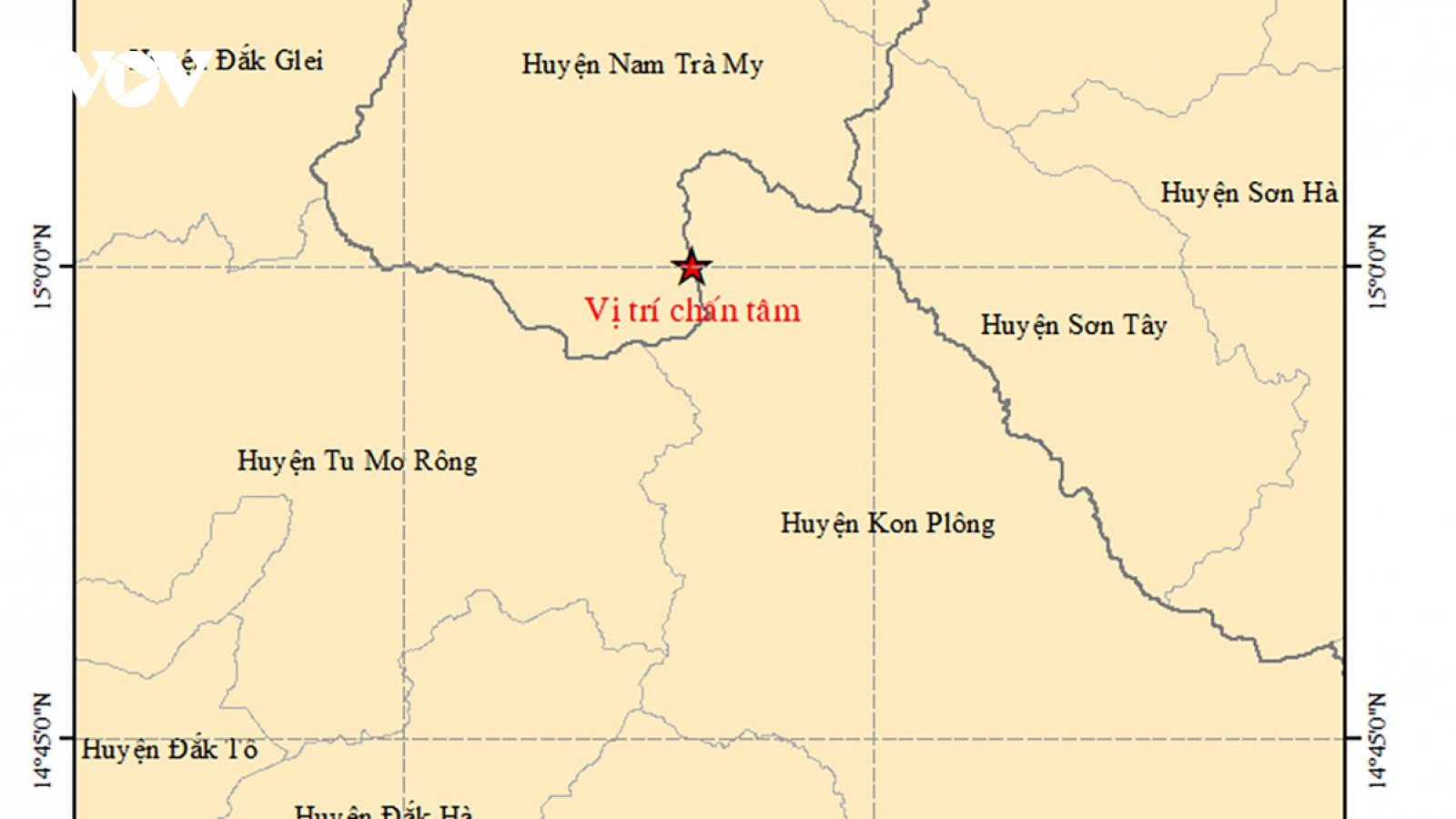 Xảy ra động đất ở Quảng Nam và Kon Tum
