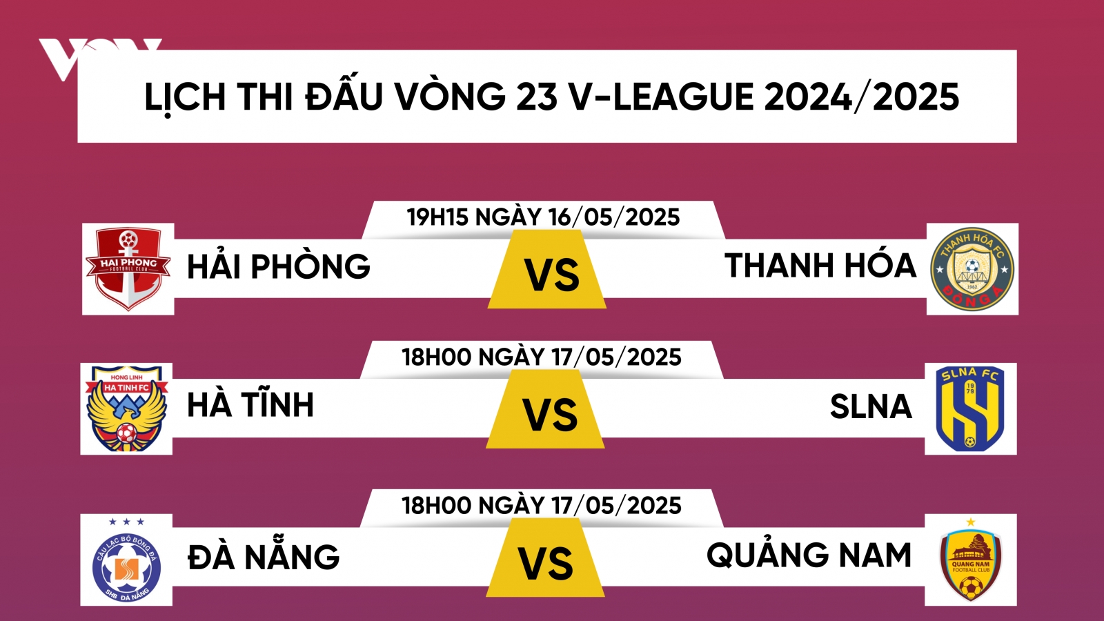 Lịch thi đấu vòng 23 V-League 2024/2025: Nóng ở Thiên Trường