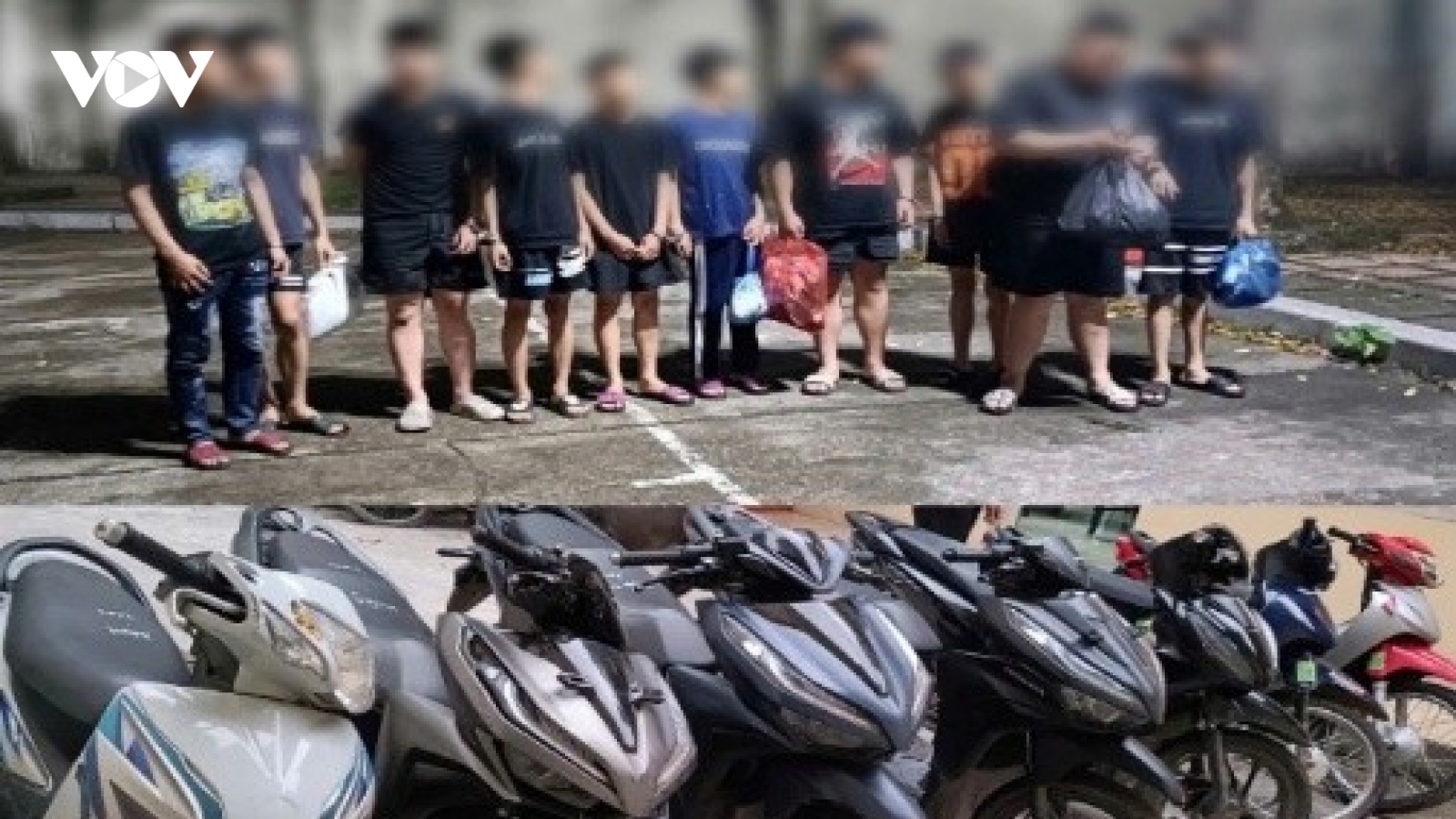 Bắt nhóm "quái xế" dùng hung khí đánh người đi đường, ném chai lọ ở Hà Nội