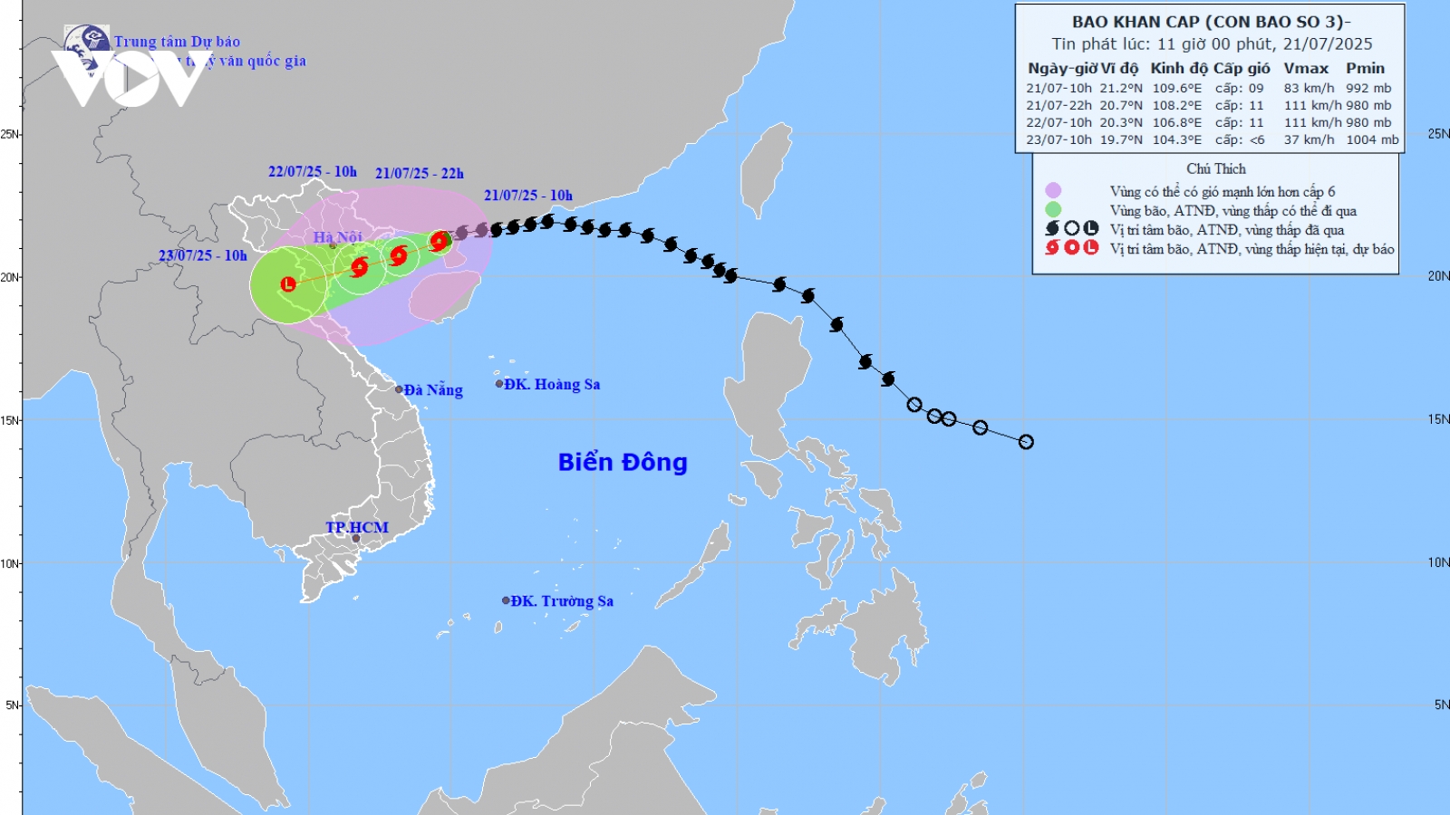 Bão số 3 đi vào Vịnh Bắc Bộ, giật cấp 11, cách Quảng Ninh 190km