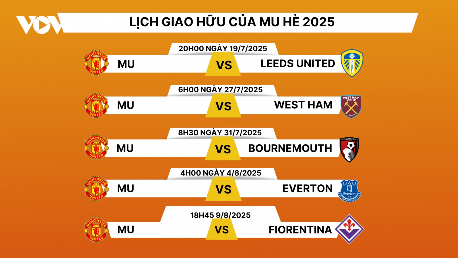 Lịch thi đấu giao hữu Hè 2025 của MU: Quỷ đỏ có cơ hội nâng 2 cúp vô địch