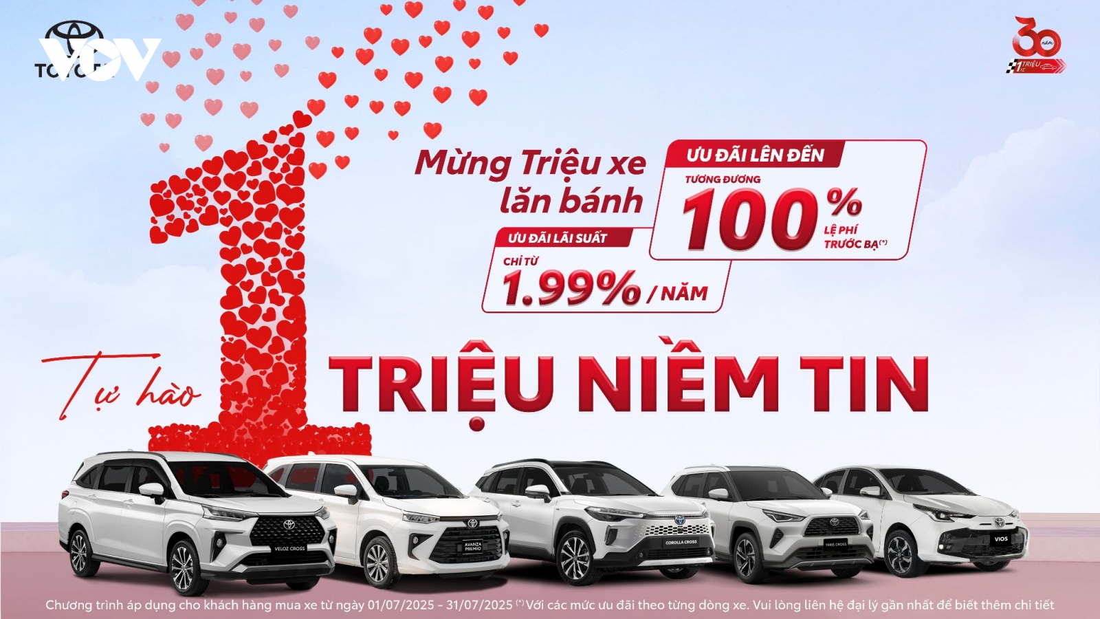Toyota tri ân khách hàng với nhiều ưu đãi hấp dẫn nhân dịp cán mốc 1 triệu xe