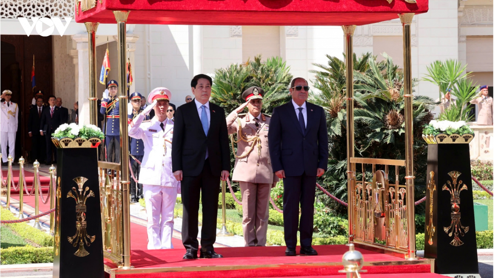 President Luong Cuong warmly welcomed in Cairo on State visit to Egypt