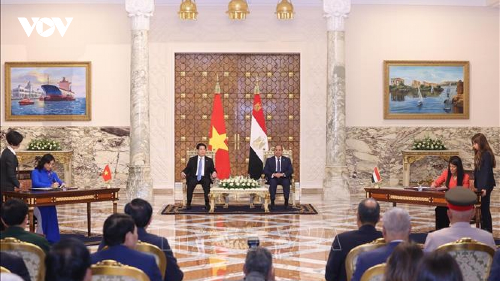 Chủ tịch nước Lương Cường hội đàm với Tổng thống Ai Cập Abdel Fattah Al Sisi