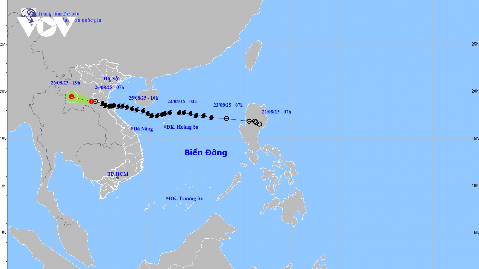 Áp thấp nhiệt đới suy yếu từ bão số 5 tiến sâu vào Trung Lào, Bắc Bộ vẫn mưa lớn