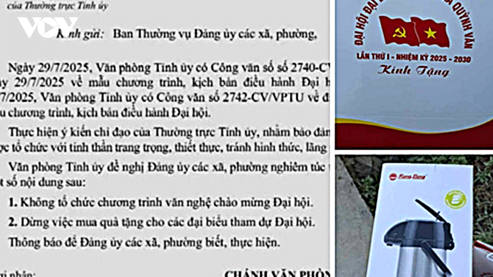 Chủ tịch xã lý giải vì sao vẫn tặng quà cho ĐB dự ĐH Đảng bộ sau lệnh dừng của tỉnh