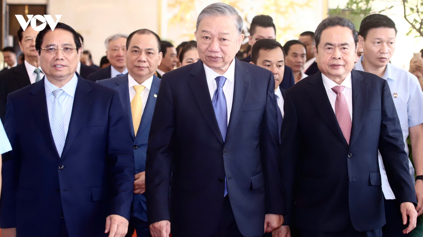 Tổng Bí thư, Thủ tướng và Chủ tịch Quốc hội dự Lễ khai mạc Triển lãm 80 năm thành tựu đất nước