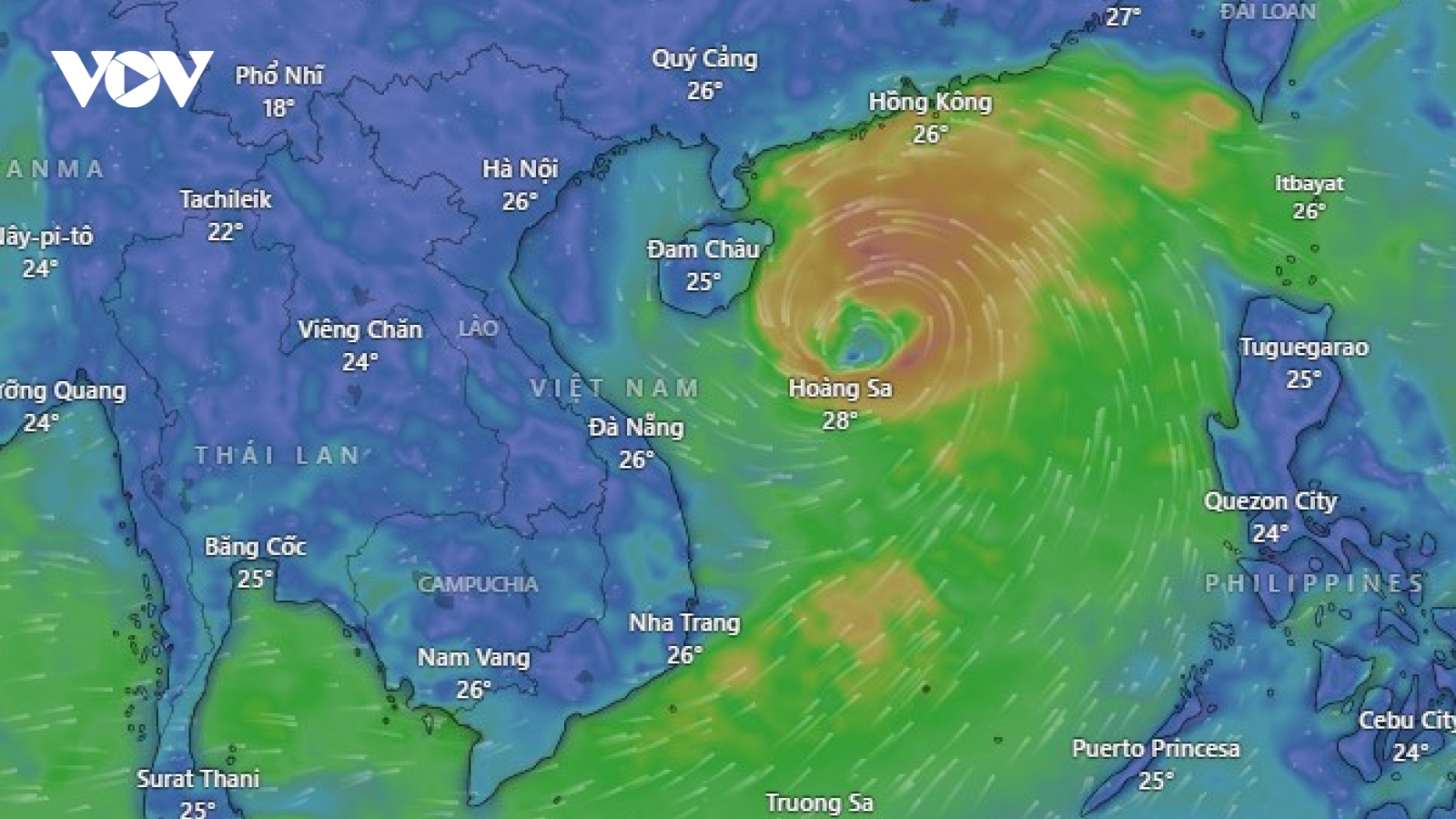 Bão lớn đang hướng thẳng vào miền Trung