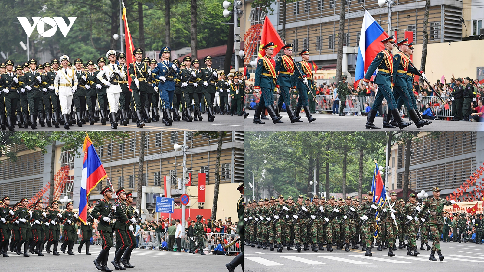 Quân đội 4 nước diễu binh, diễu hành trên đường phố Hà Nội