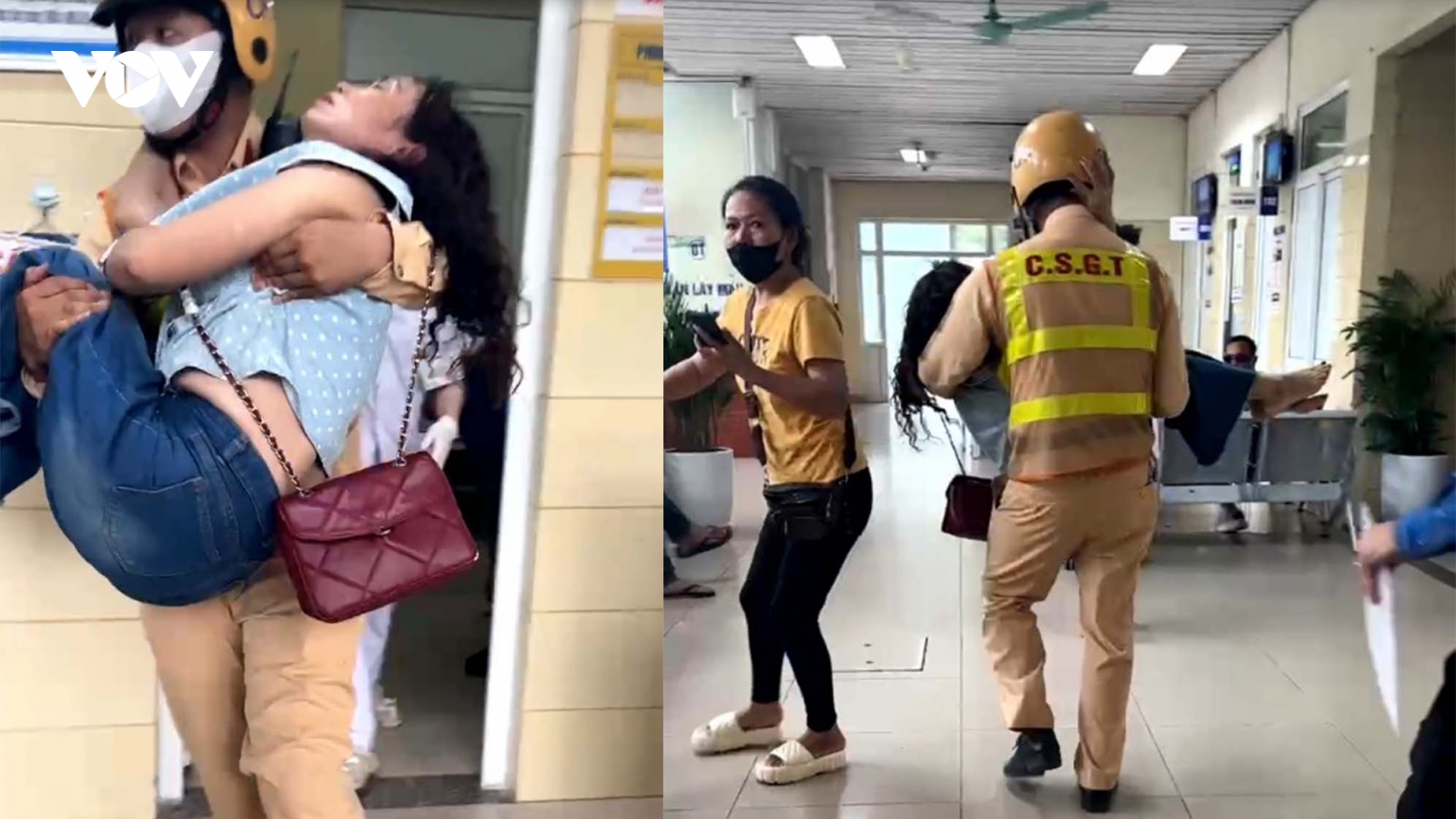 CSGT Hà Nội mở đường đưa người bị lên cơn co giật đến bệnh viện cấp cứu