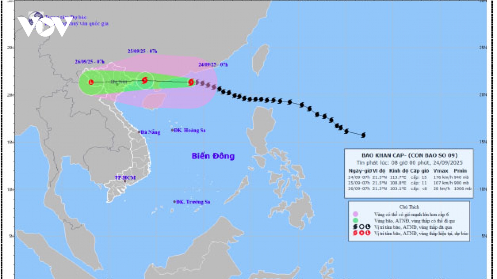 Bão số 9 không còn cấp siêu bão, cách Móng Cái 620 km