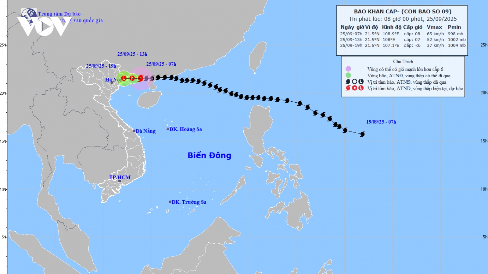 Bão số 9 cách Móng Cái (Quảng Ninh) khoảng 100km, nhiều nơi bắt đầu có mưa lớn