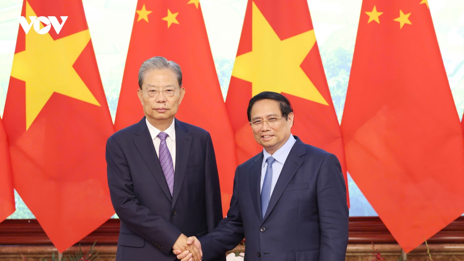 Thủ tướng Phạm Minh Chính hội kiến Ủy viên trưởng Nhân đại toàn quốc Trung Quốc