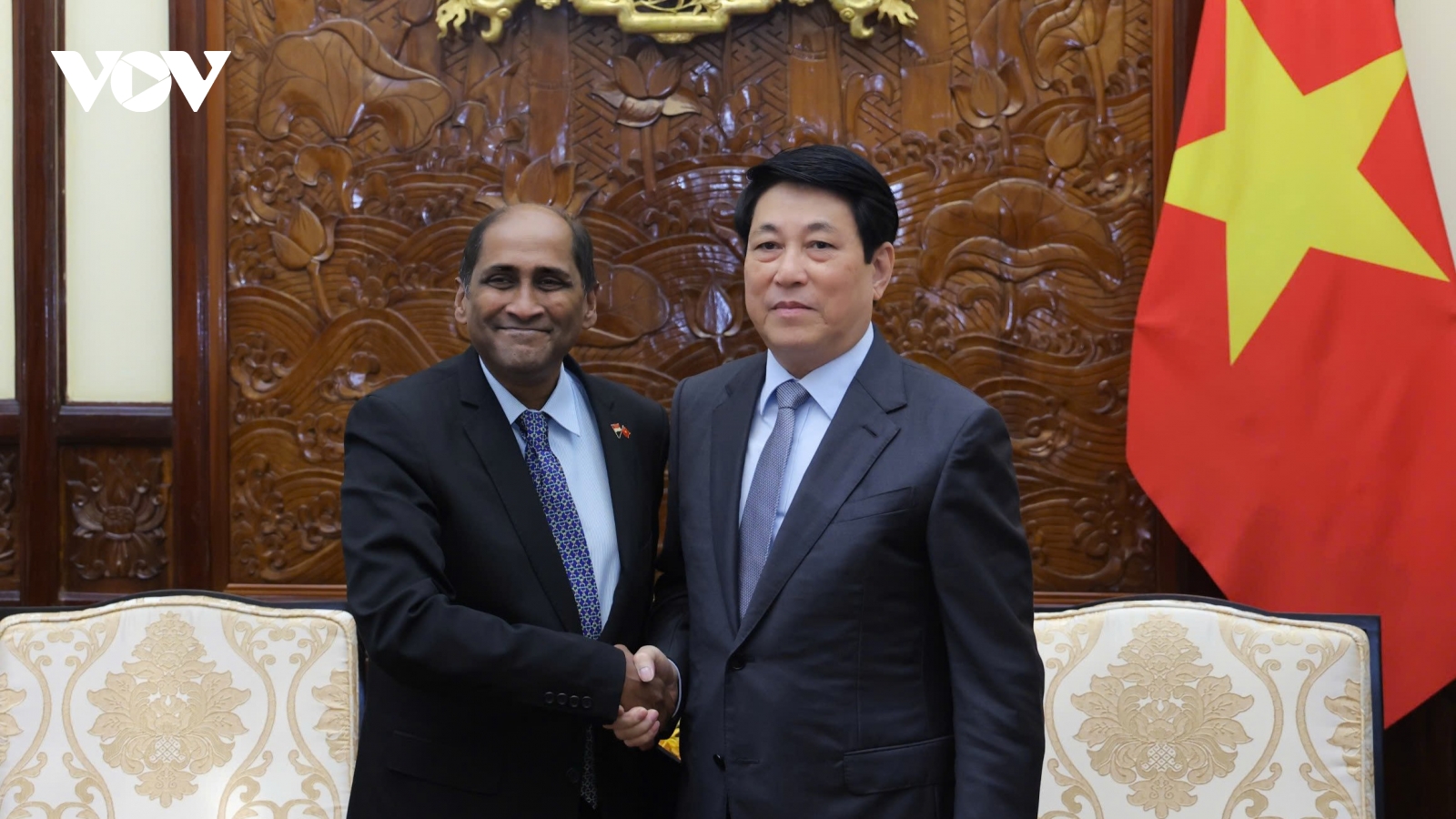 Chủ tịch nước Lương Cường tiếp Đại sứ Singapore Jaya Ratnam đến chào từ biệt