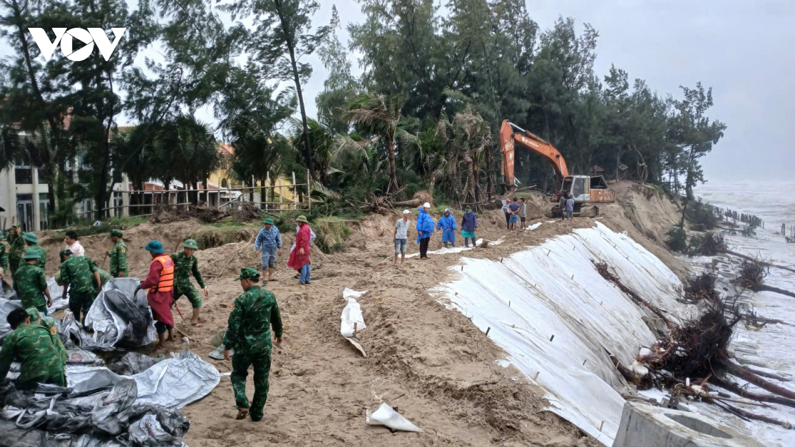 Cán bộ, chiến sĩ và người dân Đà Nẵng tất bật ứng phó bão số 12