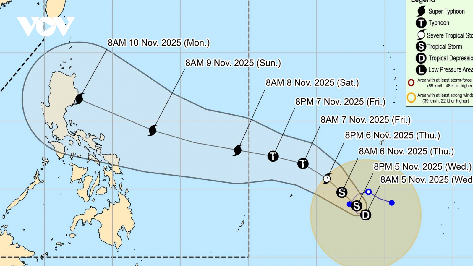 Ngoài khơi Philippines xuất hiện áp thấp nhiệt đới, có thể đi vào Biển Đông