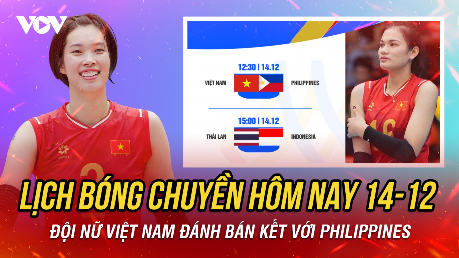 Lịch thi đấu và trực tiếp bóng chuyền nữ SEA Games 33 hôm nay 14/12