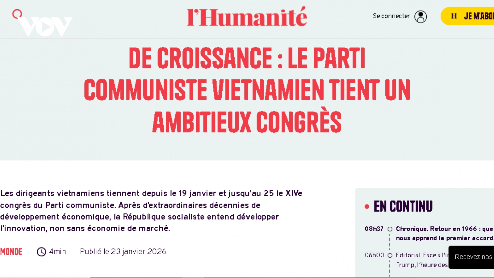 Truyền thông quốc tế đánh giá cao tầm nhìn, sự đồng thuận tại Đại hội XIV của Đảng