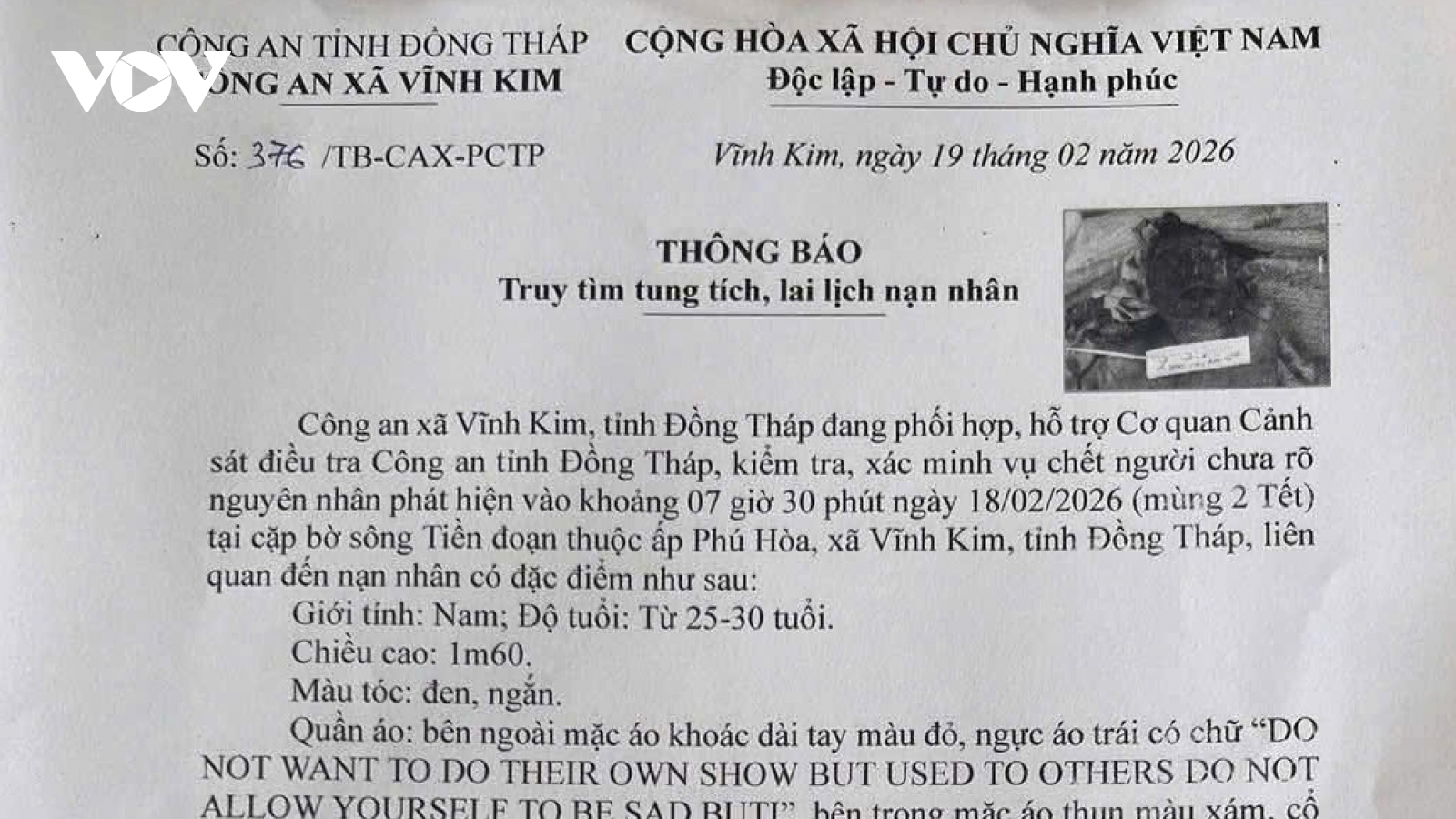 Đồng Tháp truy tìm danh tính người chết trôi sông