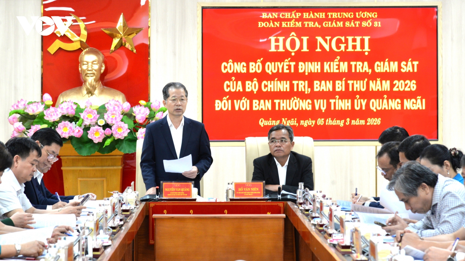 Công bố quyết định kiểm tra, giám sát đối với Ban Thường vụ Tỉnh ủy Quảng Ngãi