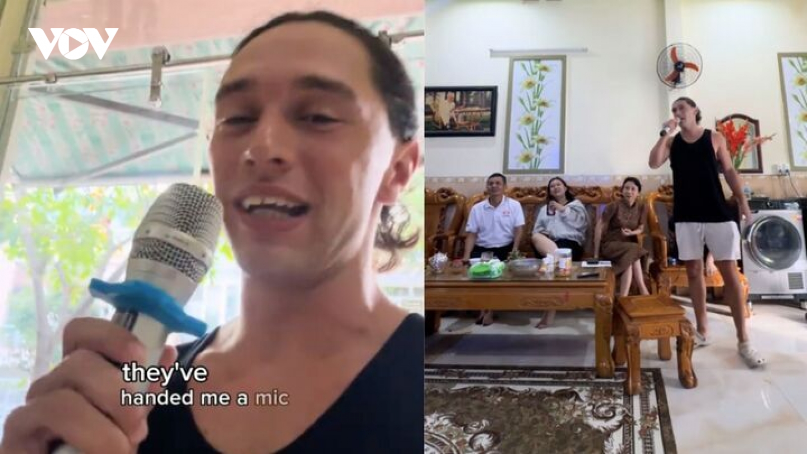 Xem anh Tây đi lấy đồ giặt 'bị' chủ tiệm kéo vào hát karaoke, dân mạng bật cười