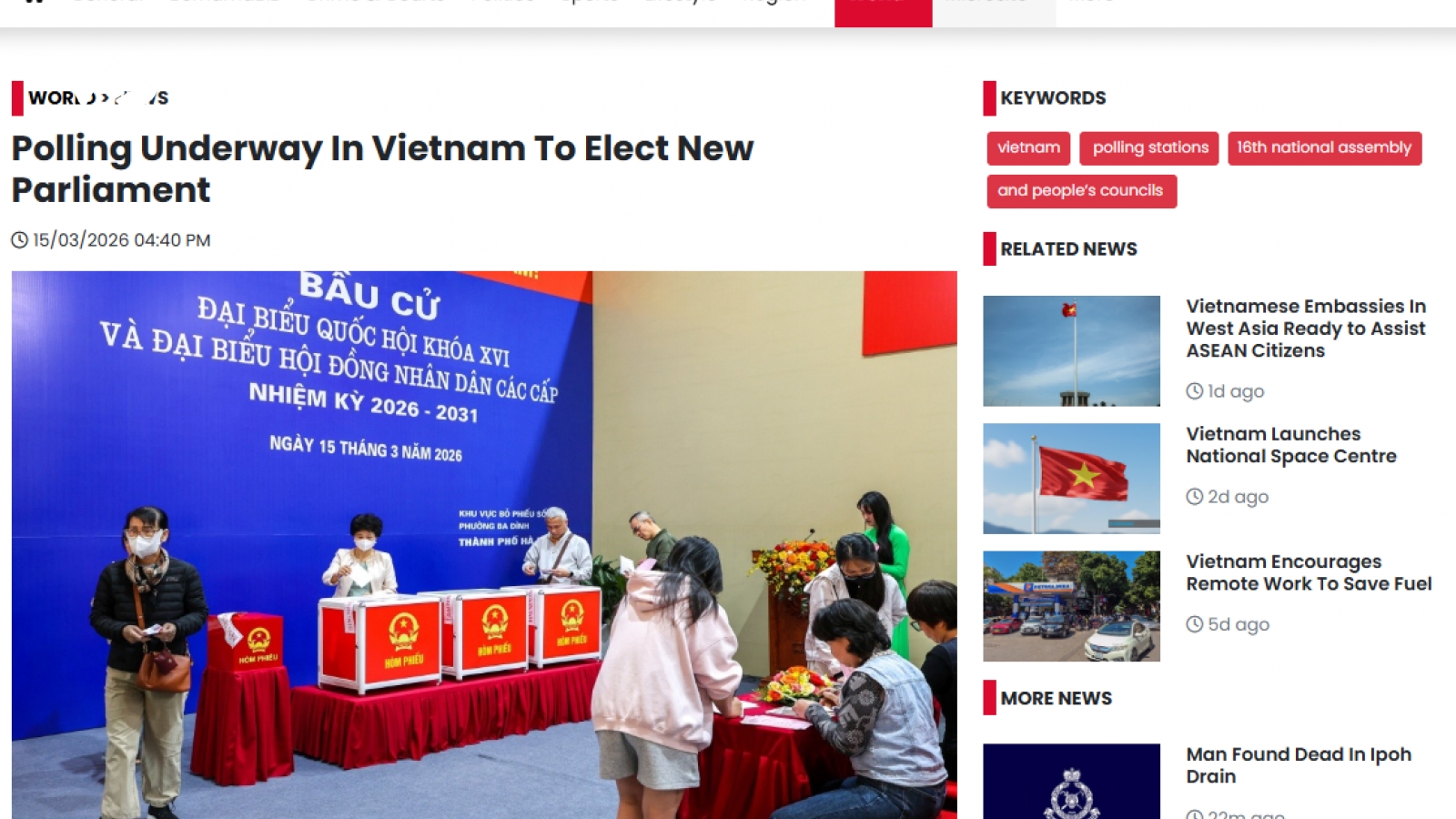 Báo chí quốc tế đưa tin đậm nét về cuộc bầu cử tại Việt Nam