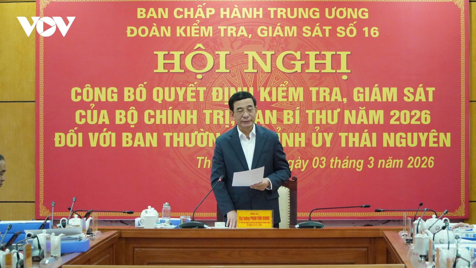 Công bố quyết định kiểm tra, giám sát Ban Thường vụ Tỉnh ủy Thái Nguyên