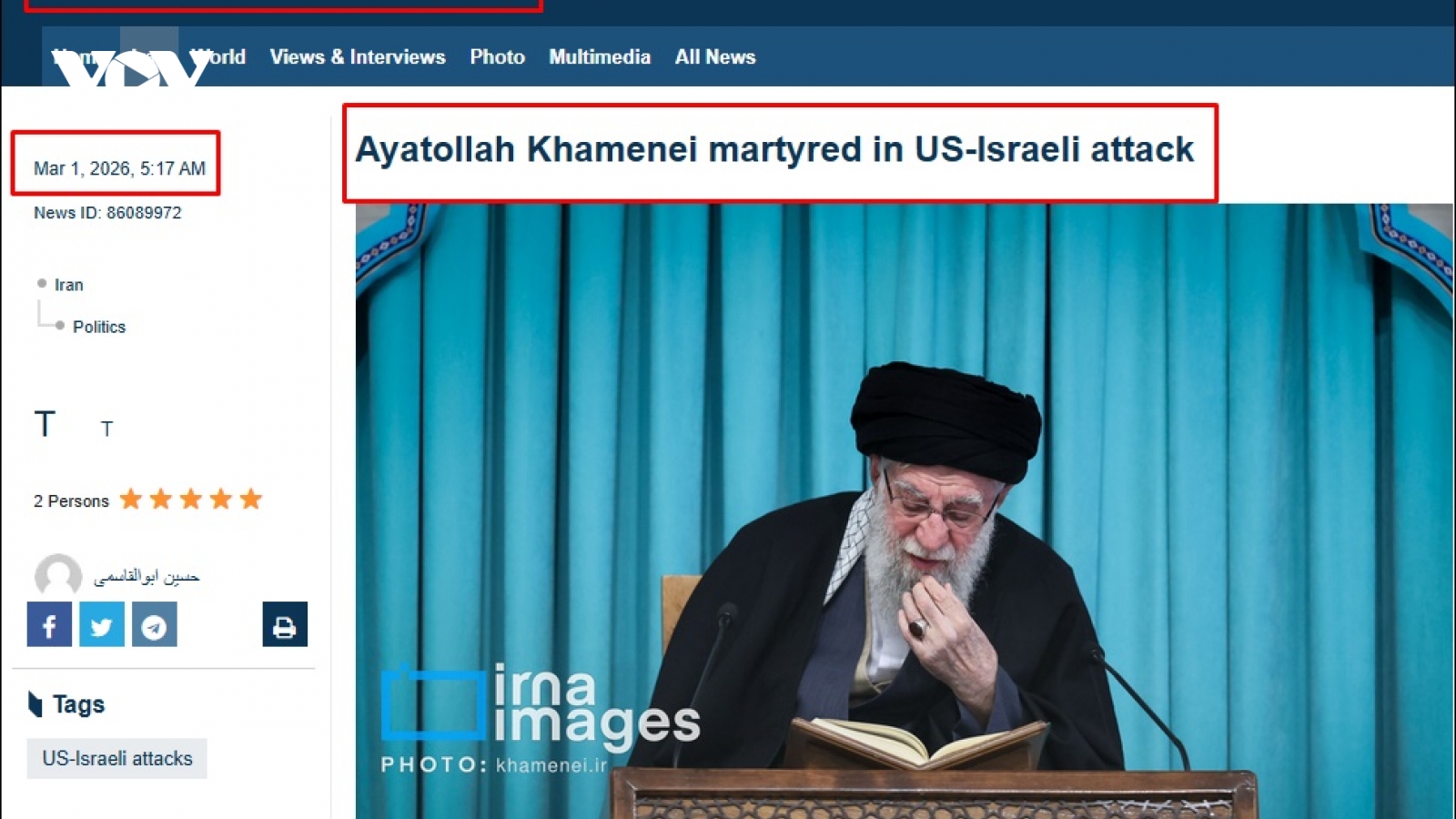 Ám sát lãnh tụ Iran: Mỹ và Israel vượt qua lằn ranh mới trong chính trị quốc tế?
