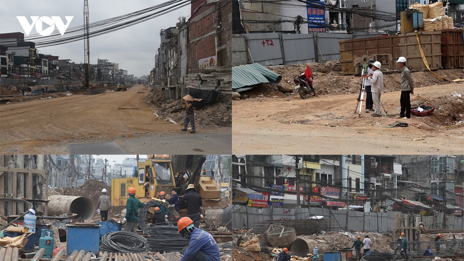 Đường vành đai 1 đoạn Hoàng Cầu - Voi Phục dần lộ diện sau 3 tháng thi công